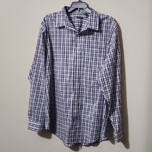 Van Heusen Men's Navy and White Plaid Shirt